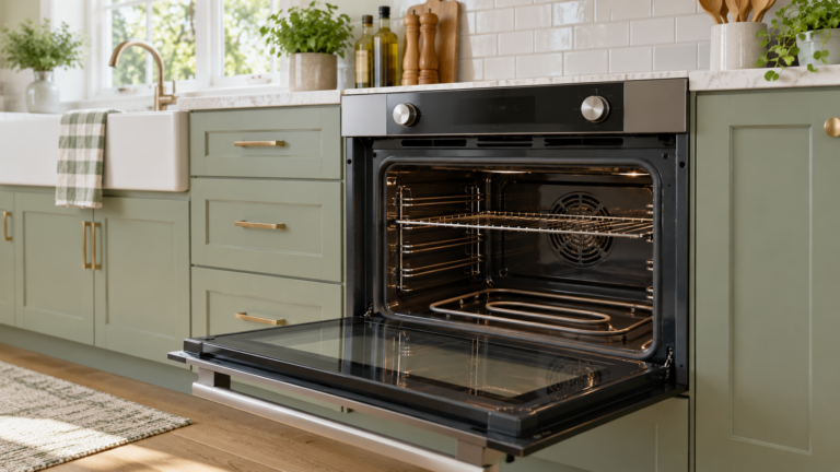 Electric oven with visible heating element